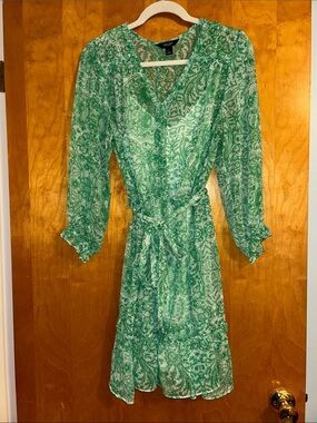 Simply Vera Green Paisley Tie-Waist Women’s Dress